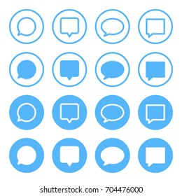Set of blue chat icons in circle. Vector illustration.