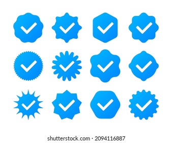 Conjunto de iconos de la marca de verificación azul. Colección de iconos de verificación. Ilustración vectorial.