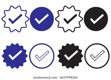 Set of blue check mark badge icons. Profile verification icons design eps 10 