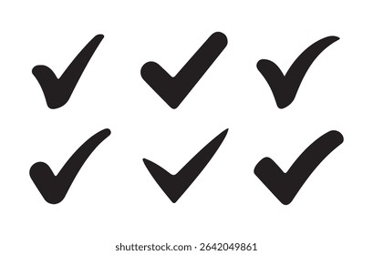 Set of Blue Check Mark Icons, Collection of Blue Tick Symbols, Approved Verified Icons. Vector illustration eps 10