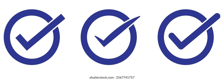 set of blue checkmark icon. correct, accept checkmark icons. tick marks icon set. approved symbol. vector isolated eps 10.