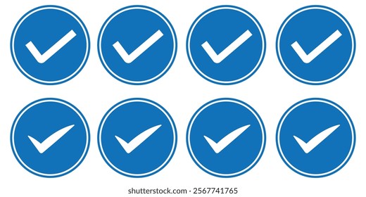 set of blue checkmark icon. correct, accept checkmark icons. tick marks icon set. approved symbol. vector isolated eps 10.