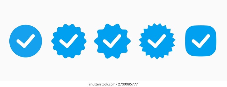 Set Of Blue Checkmarks, Buttons For App And Website