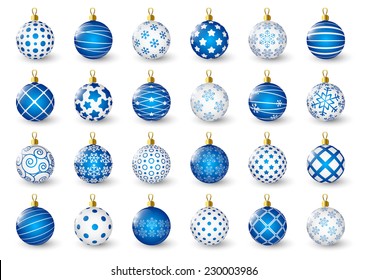 Set of blue Christmas balls