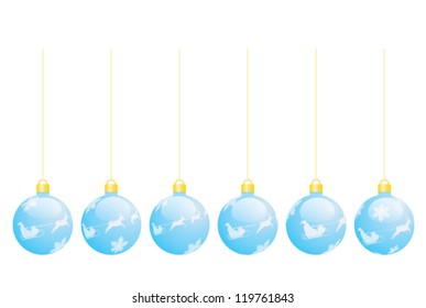 set of blue Christmas balls vector illustration