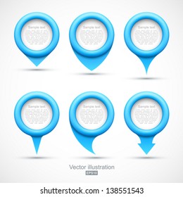 Set of blue circle pointers.