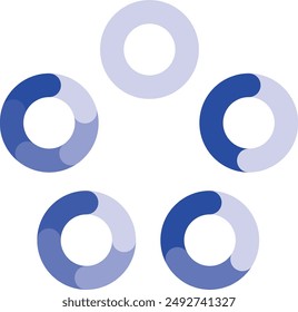 Conjunto de diagramas de flujo circulares azules