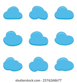 Set of blue cloud vector