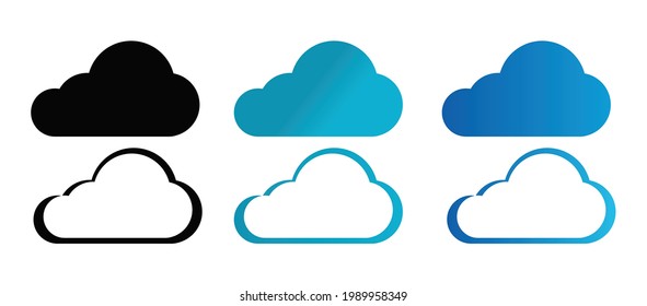 Establece nubes azules para el diseño. Icono de nube. diseño plano en la nube