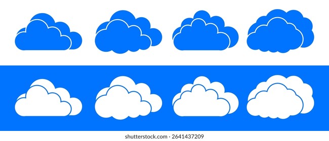 Set blue clouds icon – stock vector