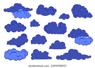 Set of blue clouds. Vector illustration	