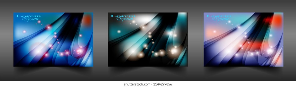 Set of blue colorful background design for card, headline, presentation, trendy cover, beauty wallpaper
