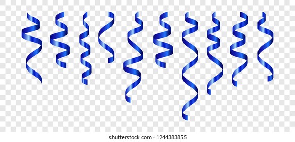 Set of blue confetti on transparent background