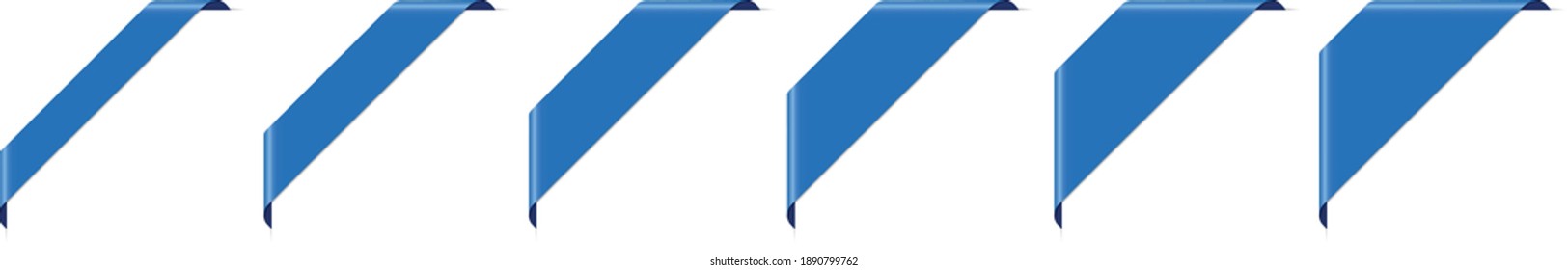 conjunto de etiquetas de banner de esquina azul aisladas en fondo blanco