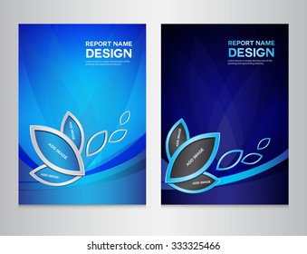 set Blue Cover Annual report design, brochure flyer, book, booklet, poster, leaflet, blue background