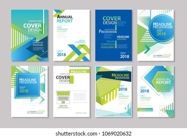 Set of blue cover brochure, flyer, annual report, design layout templates. Use for business magazine, presentation, portfolio, poster, corporate background. 