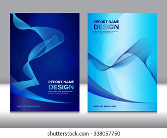 Set blue Cover design template vector, brochure flyer, Annual report  Layout, book, booklet, poster, leaflet, blue background