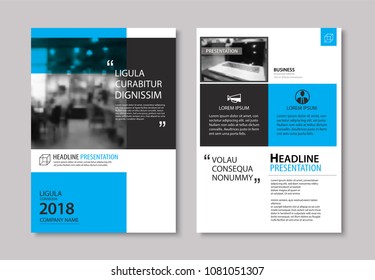 Set of blue cover and layout brochure, flyer, poster, annual report, design templates. Use for business book, magazine, presentation, portfolio, corporate background. 