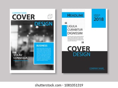 Set of blue cover and layout brochure, flyer, poster, annual report, design templates. Use for business book, magazine, presentation, portfolio, corporate background. 