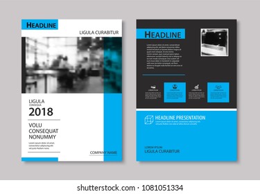Set of blue cover and layout brochure, flyer, poster, annual report, design templates. Use for business book, magazine, presentation, portfolio, corporate background. 