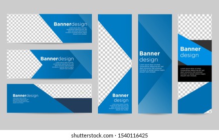 set blue creative banner template design template