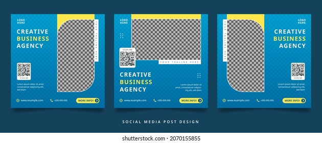 Set of Blue Creative Business Agency Flyer or Social Media Banner