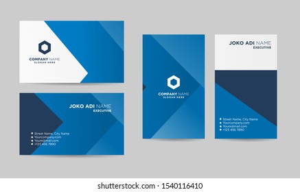 set blue creative business card template design template