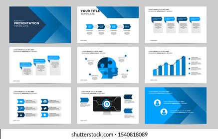 set blue creative presentation template design template