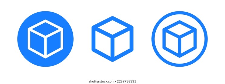 Conjunto de ilustración de cubos azules. 3d signo de perspectiva de cuadro Icono vector de cubo.
