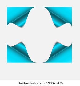 Set of blue curled corners