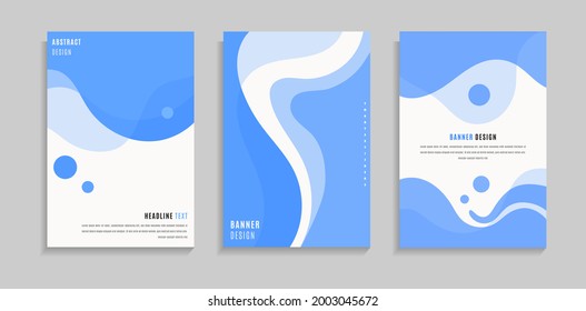 Set Of Blue Curve Liquid Shape Background Design. Can Be Used For Poster, Banner, Presentation Or Cover Template.