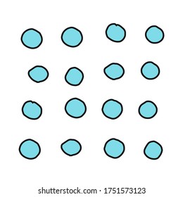 Set of blue curved circles.