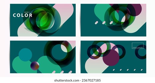 Set Blue dark Abstract 3D futuristic Holographic Surrealism abstraction backgrounds. Graphic Candy Color Palettes colors lines shapes and round shapes