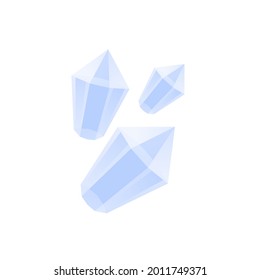 Set of blue diamond crystal isolated on white background. Vector flat illustration. Design element for business, alternative healthcare.
