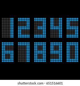 Set of blue digitals numbers.Vector numbers on black background eps10.