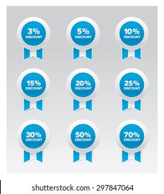 Set of blue discount badges
