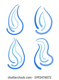 Set of blue doodle icons symbolizes natural gas. Vector illustration