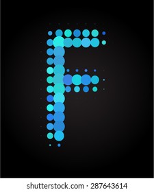 set of blue dot letters f