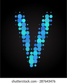 set of blue dot letters v