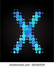 set of blue dot letters x