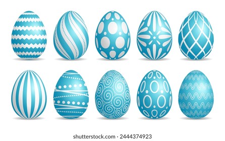 Set of blue Easter eggs