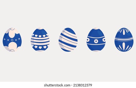 Set of blue Easter Eggs with a pattern