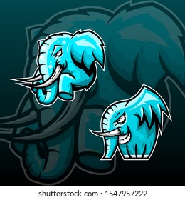 Set Blue Elephant Mascot Vector Animal Wild Angry