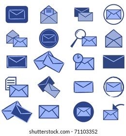 Set of blue e-mail icons