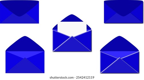Set of blue envelopes icon. Email icon.