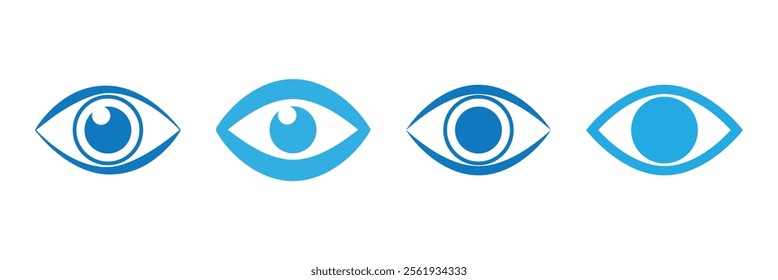 Set of blue eye icon in isolated background. Eye icon.