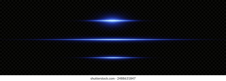 Set of blue flashes. Light neon lines, explosion of light.