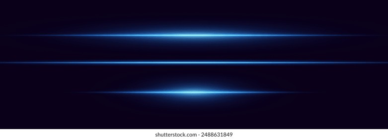 Set of blue flashes. Light neon lines, explosion of light.