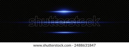 Set of blue flashes. Light neon lines, explosion of light.