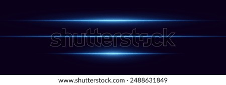 Set of blue flashes. Light neon lines, explosion of light.